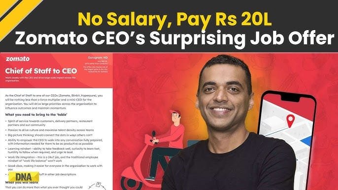 Deepinder Goyal Receives Labour Dept Notice after ₹20 lakh Zomato Chief of Staff Demand