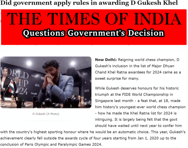 Times of India Questions Government's Decision